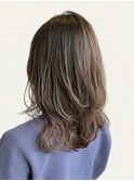 髪質改善大人可愛いミディアム艶感レイヤーブリーチなしカラー