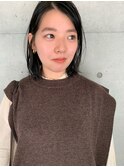 ダークグリーン×ワンレンボブ