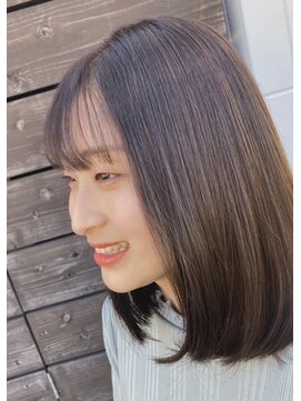 グラヘアーストーリー(gra HAIR STORY) ストレートロブ×ツヤ感ベージュ