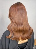 オレンジミディ_グレージュカラーボブウルフ_ba402071