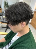 波巻きパーマメンズパーマメンズヘアツーブロックツイストパーマ