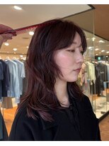 ノラ ヘアーサロン(NORA HAIR SALON)&nbsp;カシスカラーブリーチなし暖色カラー顔まわりカット