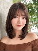 結べるミディアムヘア/鎖骨レイヤーカット/30代40代50代