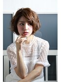 小顔うざバング大人かわいい無造作ウェーブ愛されフェミニンボブ
