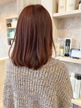 キャアリー(Caary) 福山市美容室Caary人気 赤みピンクブラウン艶セミディ