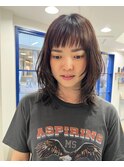 顔周りハイレイヤー×ハイライトカラー小顔ウルフレイヤー前髪