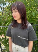 秋カラーワインレッドにふんわりミディアム