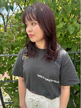 ツイギー 宮西店(TWiGGY) 秋カラーワインレッドにふんわりミディアム