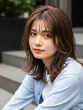 レフラム 獨協大学前店(le:fro:m) ナチュラルブラウン/20代30代40代外ハネミディアムレイヤー/獨協