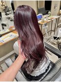 ピンク　パープル　韓国　顔周り　カラー　ボブ　レイヤー　立川