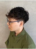 ツーブロカジュアルマッシュパーマアッシュブラック【新大阪】
