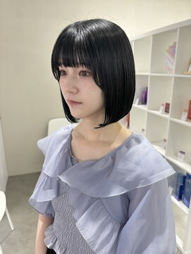 キートス 高知店(kiitos) 丸みボブ/くすみカラー/ブルーグレージュ