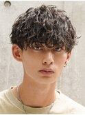 原宿シャドウパーマ波巻きスパイラルパーマメンズマッシュウルフ