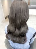 髪質改善カラーくびれ巻き髪ロングヘア透明グレージュ