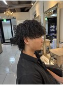 マレットヘア　波巻きスパイラルパーマ　海老名パーマ　メンズ