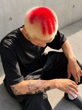 ユイマァルスロウ 岡山(YUIMARLSLOW) 岡山メンズサロン20代30代ボウズデザインカラー派手髪カラー