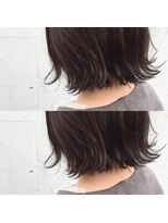ヘアデザイン ソラ(Sola) ぱっつん外ハネボブ 暗髪チャコールグレーハイライト