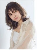 韓国 くびれミディ 大人前髪 透け感 シアーカラー 20代 30代