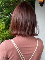 ヘア プロデュース キュオン(hair produce CUEON.) 切りっぱなしボブ×ピンクオレンジ