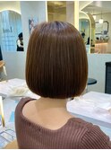 大人かわいいワンレン内巻きミニマムボブ