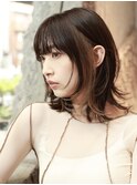インナーカラー/外ハネミディアム/耳かけ/抜け感ヘア/鎌倉