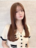 くびれレイヤー 中韓Mix前髪 大人ベージュ 小顔ショートボブ