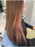 淡いピンク×インナーカラー 髪質改善