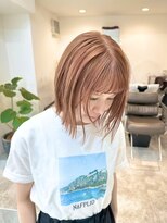 ヲタク(wotaku.)&nbsp;オレンジベージュカラー暖色カラー外はねボブハイトーンカラー