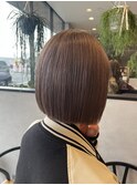 丸みミニボブ透明感ベージュ艶カラー髪質改善20代30代40代