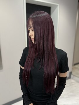 ヘアーグランデシーク(Hair Grande Seeek) ワインレッドブリーチカラーエクステレッドカラー韓国レイヤー