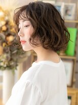 カバーヘア ブリス 大宮西口(COVER HAIR bliss) 抜け感アースカラーゆるふわボブパーマa23大宮20代30代40代#15!