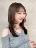 小顔黒髪ミディアム暗めカラー◎