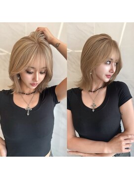 キティー サカエ(kiti SAKAE) ベージュ/レイヤーカット/ハッシュカット/栄/ボブ