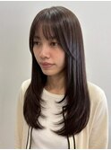 レイヤーカット ハッシュカット 前髪カット ブラウンカラー 20代