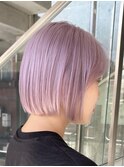 ホワイトラベンダーハイトーンミニボブブリーチケアブリーチボブ