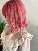 Aラインボブ ハイトーン ピンク