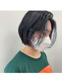 フェイスフレーミングカラー　ブルー　ボブ　福岡　天神　今泉