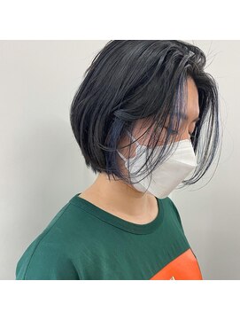 キー(kii) フェイスフレーミングカラー ブルー ボブ 福岡 天神 今泉