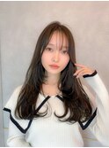 韓国風前髪×ショコラアッシュ【髪質改善/ふんわりカール/新宿】