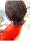 イメチェンハッシュカットフルバングレッドブラウン