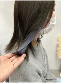 インナーカラーブルー＊透明感カラーアッシュグレージュ