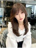 韓国ロングワンカールレイヤーカット