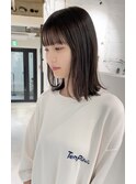 切りっぱなしボブ外ハネパツっと鎖骨ミディアム20代30代40代
