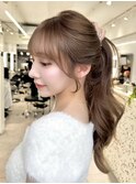 T05韓国ヘアーレイヤーカットミルクティーベージュブリーチなし