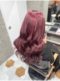 ワインレッドでロングヘアに!