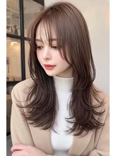 ケシキ 表参道 原宿(kesiki.)&nbsp;ミディアムレイヤー顔周りカットハッシュカットワンホンレイヤー