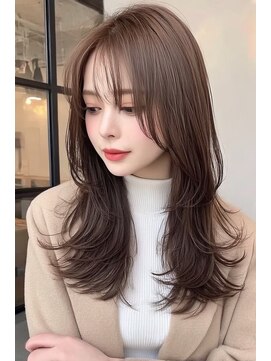 ケシキ 表参道 原宿(kesiki.) ミディアムレイヤー顔周りレイヤーハッシュカット韓国へア