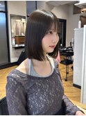 切りっぱなしボブ/艶感カラー/Rena