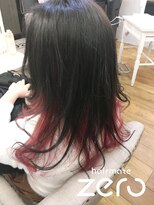 ヘアメイクゼロ 坂戸駅前店(hairmake zero) インナーカラー　チェリーレッド