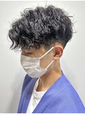 波巻きスパイラルパーマメンズカットツーブロック眉毛パーマ